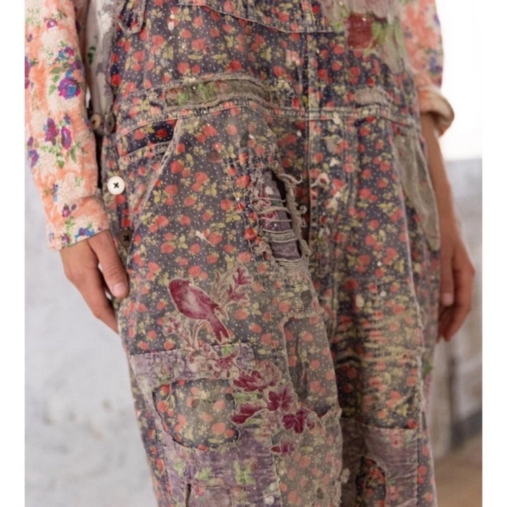 Magnolia Pearl Vintage Benjamin wide leg Floral Overalls (item C004) - Picture 2 of 7
